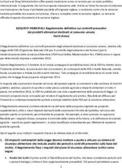 REQUISITI PRINCIPALI: Regolamento definitivo sui controlli preventivi dei prodotti alimentari destinati al consumo umano - FDA