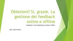 Obiezioni? Si, grazie. La gestione dei feedback online e offline - Feedback e viral marketing tra online e offline