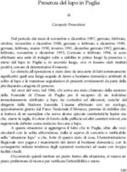 Presenza del lupo in Puglia