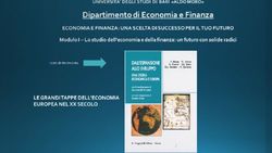 LE GRANDI TAPPE DELL'ECONOMIA EUROPEA NEL XX SECOLO - Testo di riferimento - UniBa