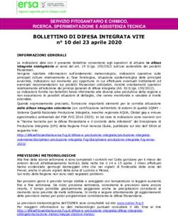 BOLLETTINO DI DIFESA INTEGRATA VITE - n 10 del 23 aprile 2020