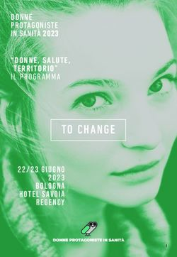 TO CHANGE "DONNE, SALUTE, TERRITORIO" - IL PROGRAMMA