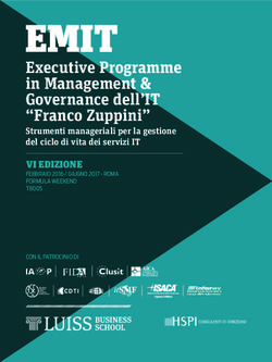 EMIT Executive Programme in Management & Governance dell'IT "Franco Zuppini" - Strumenti manageriali per la gestione del ciclo di vita dei servizi IT