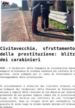 Civitavecchia, sfruttamento della prostituzione: blitz dei carabinieri - L'Osservatore ...