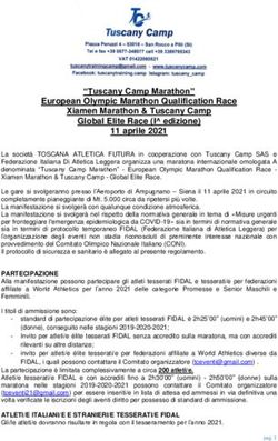 "Tuscany Camp Marathon" European Olympic Marathon Qualification Race Xiamen Marathon & Tuscany Camp Global Elite Race (I edizione) 11 aprile 2021 ...