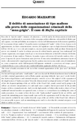 EDOARDO MAZZANTINI Il delitto di associazione di tipo mafioso alla prova delle organizzazioni criminali della "zona grigia". Il caso di Mafia capitale