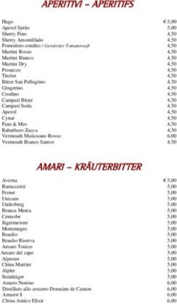 APERITIVI - APERITIFS - Hotel Armentarola *S