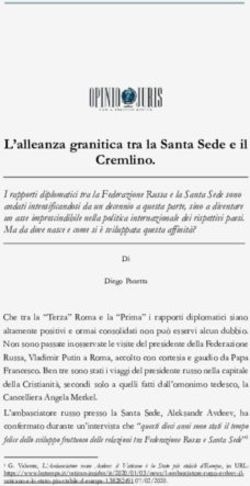 L'alleanza granitica tra la Santa Sede e il Cremlino - Opinio Juris