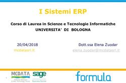 I Sistemi ERP UNIVERSITA' DI BOLOGNA - Corso di Laurea in Scienze e Tecnologie Informatiche
