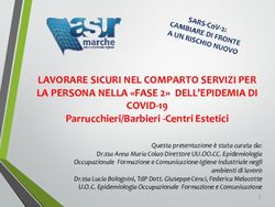 LAVORARE SICURI NEL COMPARTO SERVIZI PER LA PERSONA NELLA "FASE 2" DELL'EPIDEMIA DI COVID-19 - ASUR Marche