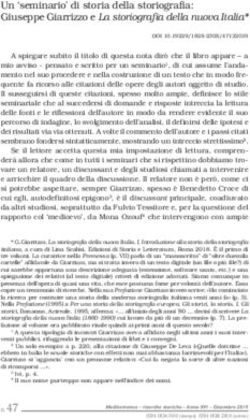 Un 'seminario' di storia della storiografia: Giuseppe Giarrizzo e La storiografia della nuova Italia* - Storia ...