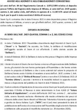 AVVISO AGLI AZIONISTI E AGLI OBBLIGAZIONISTI CONVERTIBILI