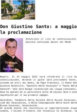 Don Giustino Santo: a maggio la proclamazione