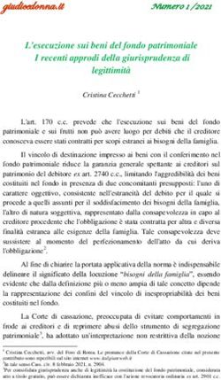 Giudicedonna.it Numero1/2021 - L'esecuzione sui beni del fondo patrimoniale I recenti approdi della giurisprudenza di legittimit&agrave;