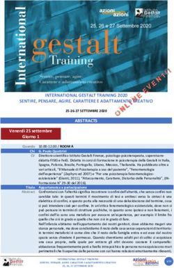INTERNATIONAL GESTALT TRAINING 2020 SENTIRE, PENSARE, AGIRE. CARATTERE E ADATTAMENTO CREATIVO - Istituto Gestalt Firenze