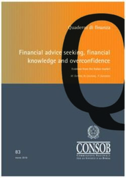 Financial advice seeking, financial knowledge and overconfidence - Quaderni di finanza - FCHub