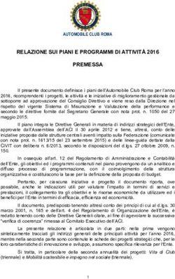 RELAZIONE SUI PIANI E PROGRAMMI DI ATTIVIT&Agrave; 2016 PREMESSA