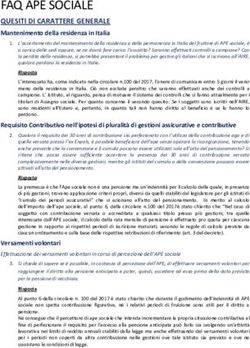 FAQ APE SOCIALE QUESITI DI CARATTERE GENERALE Mantenimento della residenza in Italia - INPS