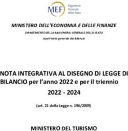 NOTA INTEGRATIVA AL DISEGNO DI LEGGE DI - BILANCIO per l'anno 2022 e per il triennio