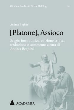 Platone , Assioco Saggio introduttivo, edizione critica, traduzione e commento a cura di Andrea Beghini - Academia