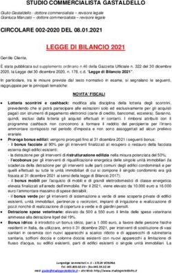 LEGGE DI BILANCIO 2021 - Studio Tributario Gastaldello