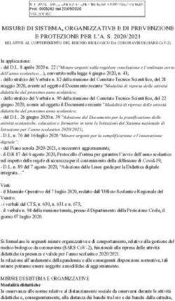 MISURE DI SISTEMA, ORGANIZZATIVE E DI PREVENZIONE E PROTEZIONE PER L'A. S. 2020/2021