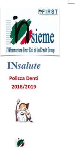 INsalute Polizza Denti 2018/2019 - First Cisl