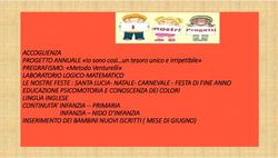 ACCOGLIENZA PROGETTO ANNUALE "Io sono cos&igrave; un tesoro unico e irripetibile" PREGRAFISMO: "Metodo Venturelli"