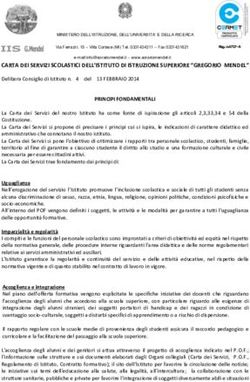 CARTA DEI SERVIZI SCOLASTICI DELL'ISTITUTO DI ISTRUZIONE SUPERIORE "GREGORIO MENDEL" - IIS "Gregorio Mendel"