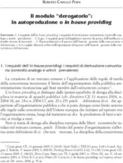 Il modulo "derogatorio": in autoproduzione o in house providing