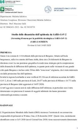 STUDIO DELLE DINAMICHE DELL'EPIDEMIA DA SARS-COV-2 (SCREENING DI MASSA PER LA POSITIVIT&Agrave; SIEROLOGICA A SARS-COV-2)