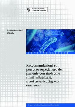 Raccomandazioni sul percorso ospedaliero del paziente con sindrome simil in uenzale: aspetti preventivi, diagnostici e terapeutici - Regione FVG
