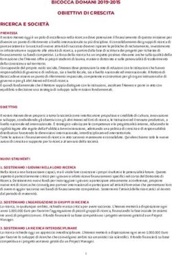 BICOCCA DOMANI 2019-2015 OBIETTIVI DI CRESCITA