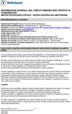 INFORMAZIONI GENERALI SUL CREDITO IMMOBILIARE OFFERTO AI CONSUMATORI MUTUO IPOTECARIO PRIVATI - SCOPO DIVERSO DA ABITAZIONE INFORMAZIONI SULLA ...