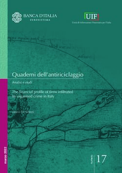 Quaderni dell'antiriciclaggio - Analisi e studi The financial profile of firms infiltrated by organised crime in Italy - Banca d'Italia