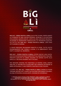 BIG ALÌ - PIZZA PASTA & GRILL OFFRE ANCHE UNA VASTA - Big Ali