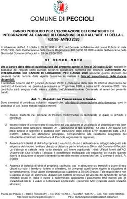 COMUNE DI PECCIOLI BANDO PUBBLICO PER L'EROGAZIONE DEI CONTRIBUTI DI INTEGRAZIONE AL CANONE DI LOCAZIONE DI CUI ALL'ART. 11 DELLA L. 431/98- ANNO 2020