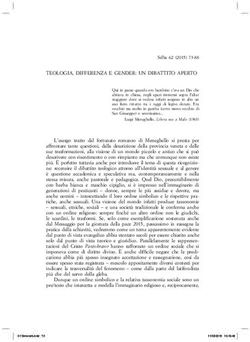 TEOLOGIA, DIFFERENZA E GENDER: UN DIBATTITO APERTO