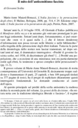 Il mito dell'antisemitismo fascista