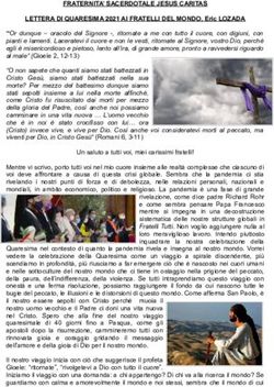 FRATERNITA' SACERDOTALE JESUS CARITAS LETTERA DI QUARESIMA 2021 AI FRATELLI DEL MONDO, Eric LOZADA - Iesus Caritas
