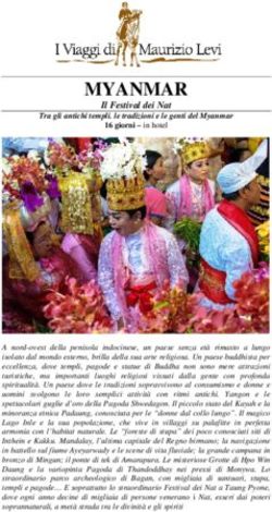 MYANMAR Il Festival dei Nat Tra gli antichi templi. le tradizioni e le genti del Myanmar - I Viaggi di Maurizio Levi