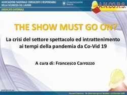 THE SHOW MUST GO ON? La crisi del settore spettacolo ed intrattenimento ai tempi della pandemia da Co-Vid 19 - Ancors