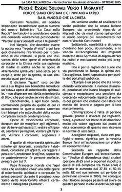 Perchè essere solidali Verso i Migranti? - PERCHÉ SIAMO CRISTIANI E CI INVITANO A FARLO SIA IL VANGELO CHE LA CHIESA - Parrocchia di Varallo