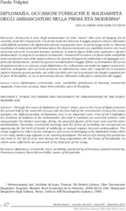 Paola Volpini DIPLOMAZIA, OCCASIONI PUBBLICHE E SOLIDARIETÀ DEGLI AMBASCIATORI NELLA PRIMA ETÀ MODERNA