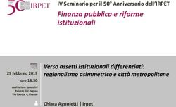 Finanza pubblica e riforme istituzionali - IV Seminario per il 50 Anniversario dell'IRPET