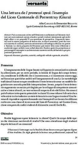 Una lettura de I promessi sposi: l'esempio del Liceo Cantonale di Porrentruy (Giura)