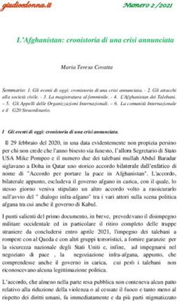 Giudicedonna.it Numero2/2021 - L'Afghanistan: cronistoria di una crisi annunciata
