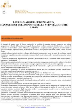 LAUREA MAGISTRALE BIENNALE IN MANAGEMENT DELLO SPORT E DELLE ATTIVITÀ MOTORIE (LM-47)
