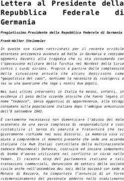 Lettera al Presidente della di