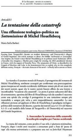 La tentazione della catastrofe - Una riflessione teologico-politica su Sottomissione di Michel Houellebecq Maria Stella Barberi